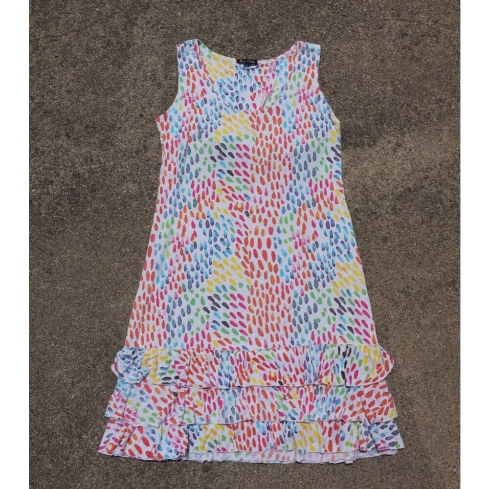 Zen Knits Rainbow Dress L Large Ruffle Tiered Coquette Pride Cottagecore Summer